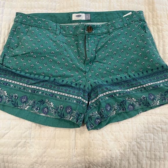 GUC Old Navy Teal patterned Linen Shorts - sz 12 - Picture 2 of 5